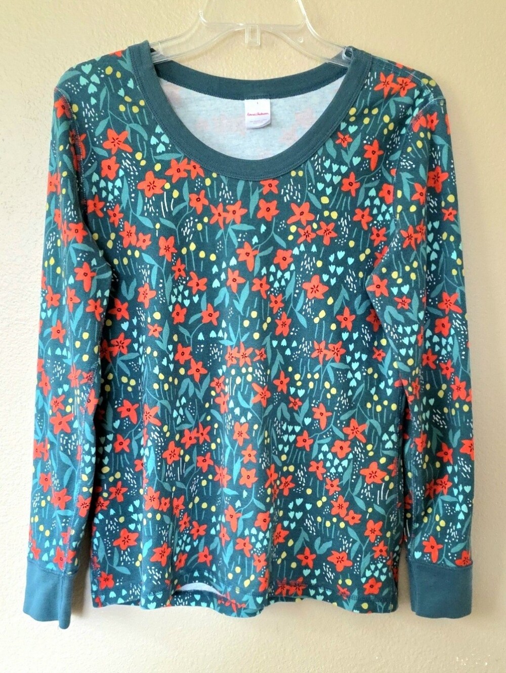 Hanna Anderrson Womens Poinsettia Floral Long Sleeve Pajama Top - Size L
